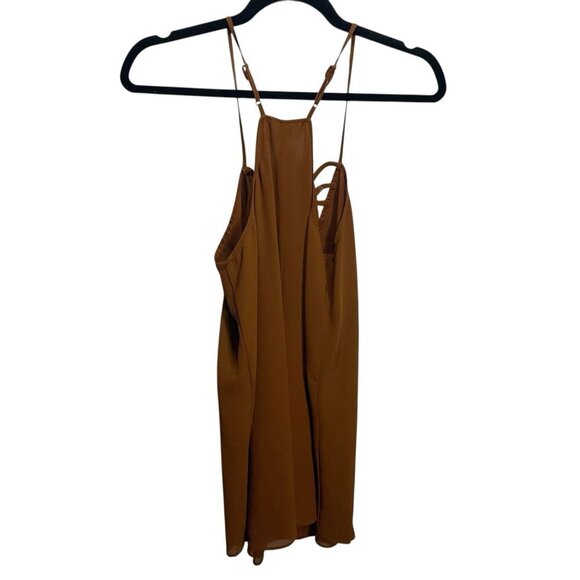 Forever 21 S Women's Rust Spaghetti Strap Lined Sheer Peek a Boo Dress Tunic - Picture 5 of 5